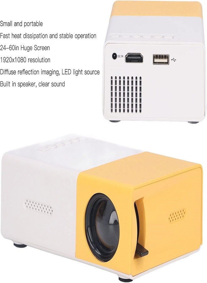 LED Portable Mini Projector Smart Home Theater - Yellow/White - Image 4