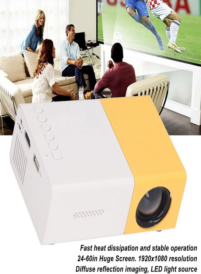 LED Portable Mini Projector Smart Home Theater - Yellow/White - Image 3