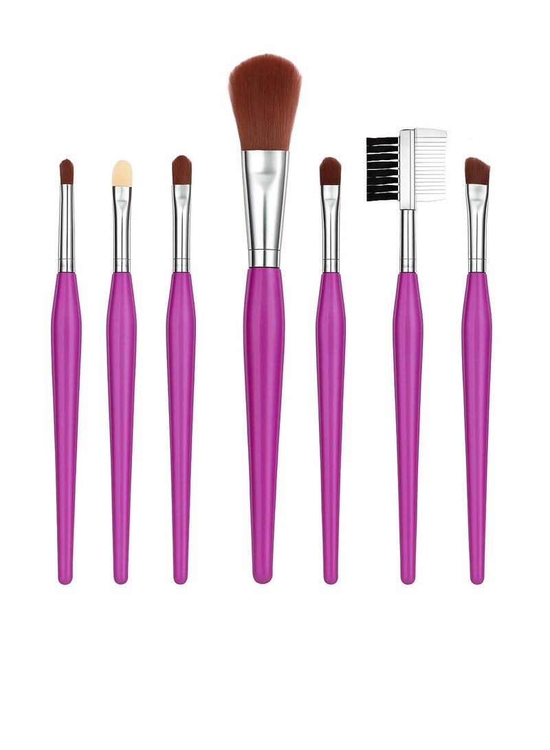 مجموعة فرش مكياج احترافية مكونة من 7 قطعة متعدد الألوان - Image 3