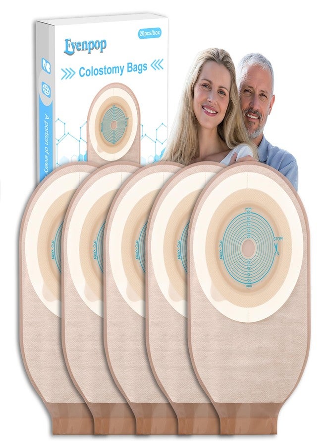 Evenpop Colostomy Bags - Portable & Comfortable, 20 PCS Skin-Friendly Ostomy Bag for Kids/Adults, One Piece with Closure Colostomy Supplies, 20-65mm Cut-to-Fit, Easy to Use - Image 1