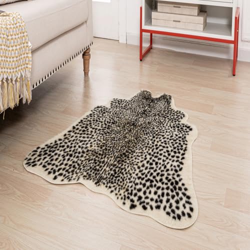 Seek4comfortable Leopard Print Rug, Faux Cowhide Cheetah Skin Rug Animal Printed Area Rug Carpet for Home Office, Livingroom, Bedroom - Image 2