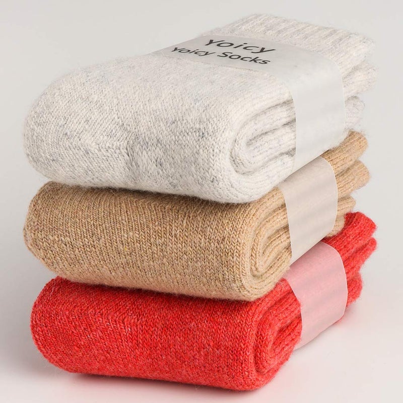 Yoicy Womens Super Thick Wool Socks - Soft Warm Comfort Casual Crew Winter Socks (Pack of 3-5), Multicolor - Image 3