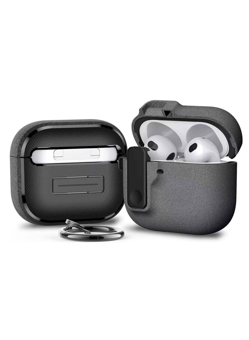 Case Compatible with AirPods 4 (2024) Cover Automatic Switch Lock, Clip Airpods 4th Generation Men Women, Shockproof Protective Hard Shell with Carabiner (Grey) - Image 1
