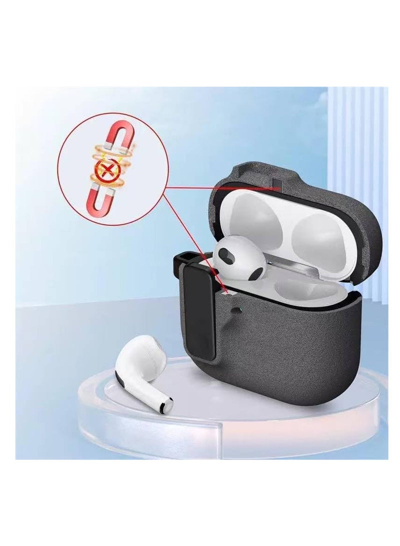 Case Compatible with AirPods 4 (2024) Cover Automatic Switch Lock, Clip Airpods 4th Generation Men Women, Shockproof Protective Hard Shell with Carabiner (Grey) - Image 2