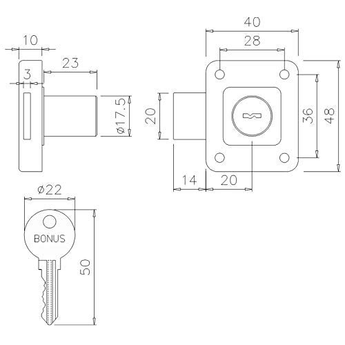 Bonus Multipurpose Key Lock Lever TumblerSquare Multi 40 23Mm - Image 4