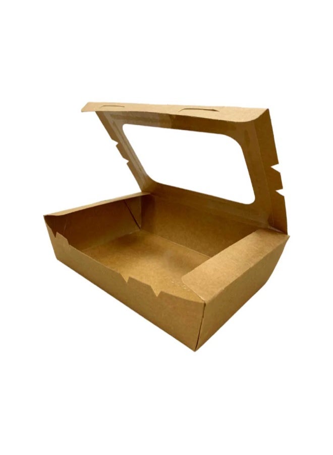 SKY MELD Kraft Brown Top Lunch Box With Window - 195X40X65  mm (120 pieces)