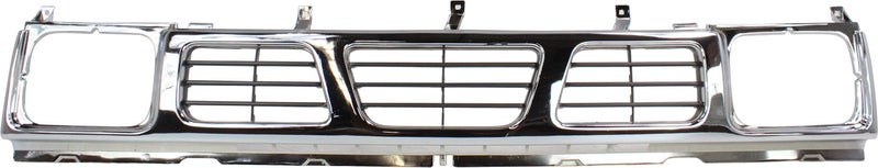 Garage-Pro Grille Assembly for 1993-1994 Nissan D21 & 1995-1997 Nissan Pickup - Chrome Shell with Gray Insert