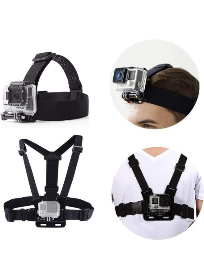 Generic Set of Chest Mount Harness Vest and Head Mount Strap for Action Camera Compatible with Action Camera  - Image 2