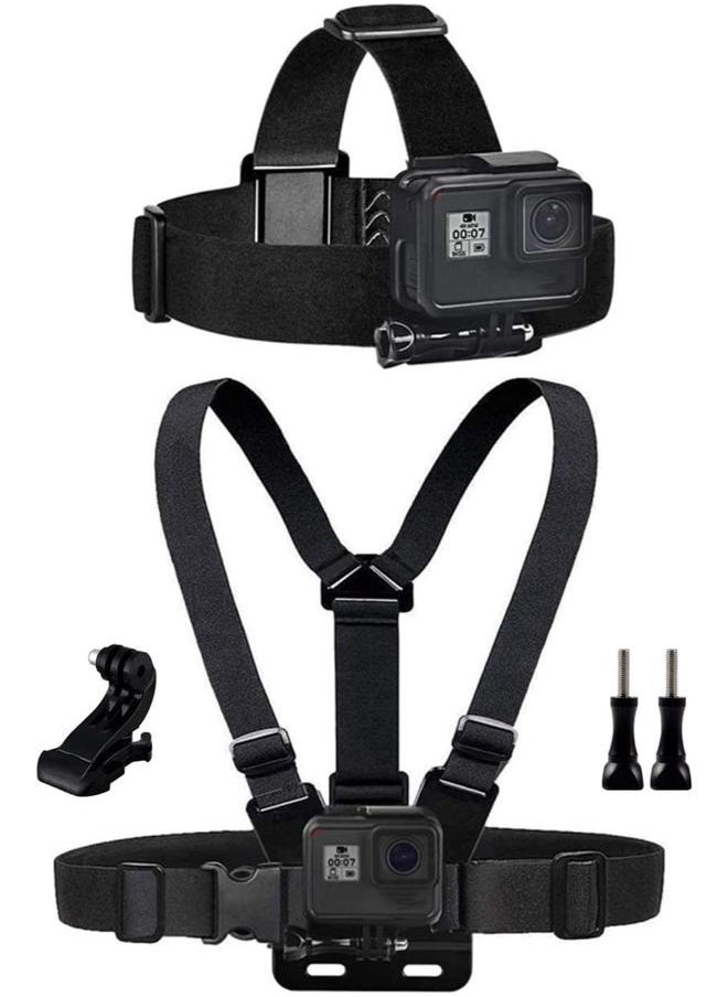 Generic Set of Chest Mount Harness Vest and Head Mount Strap for Action Camera Compatible with Action Camera  - Image 1