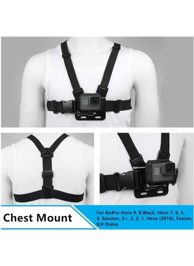 Set of Chest Mount Harness Vest and Head Mount Strap for Action Camera Compatible with Action Camera