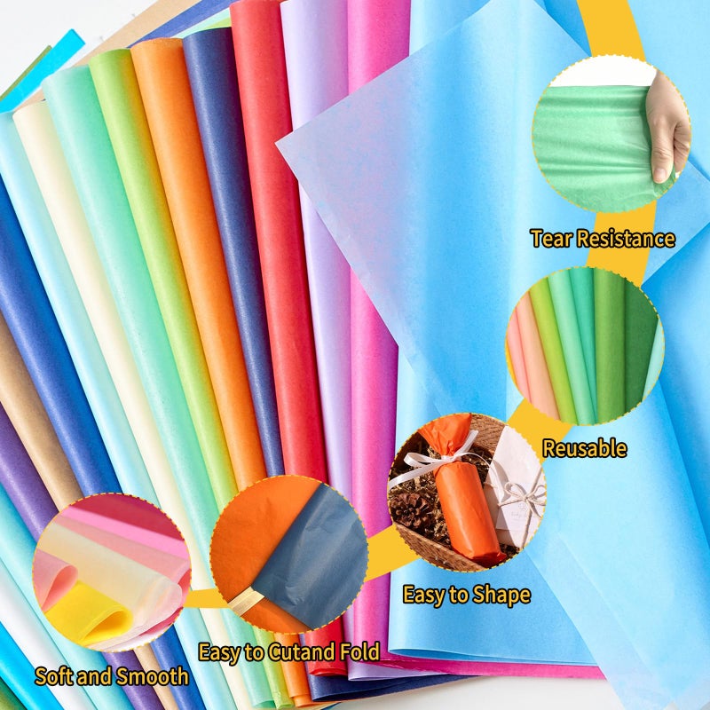 PSISO 360 Sheets Tissue Paper for Gift Bags, 40 Colors 14x10 Inch Bulk Gift Paper for Crafts Packaging Wrapping Supplies Birthday Party Wedding Flower Decorations DIY Art Projects - Image 3