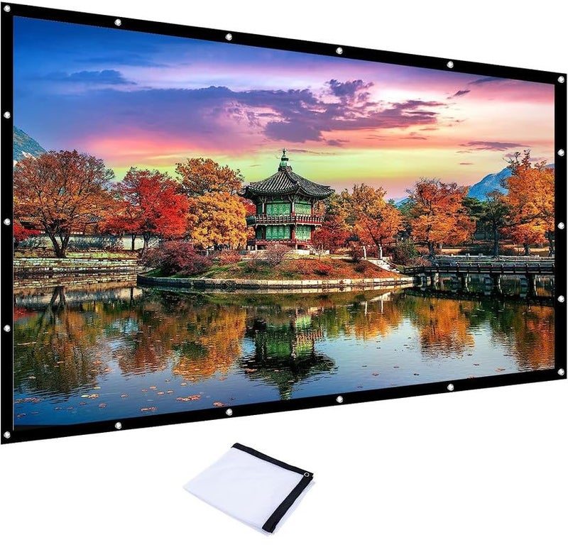 SAVSOL 100 inch Projector Screen,4K 4:3 Portable Eyelet Premium Video Foldable Projection for HD Home Theater Cinema Anti-Crease Indoor Outdoor Office Classroom (203 cm (W) x 152 cm (H)) - Image 1