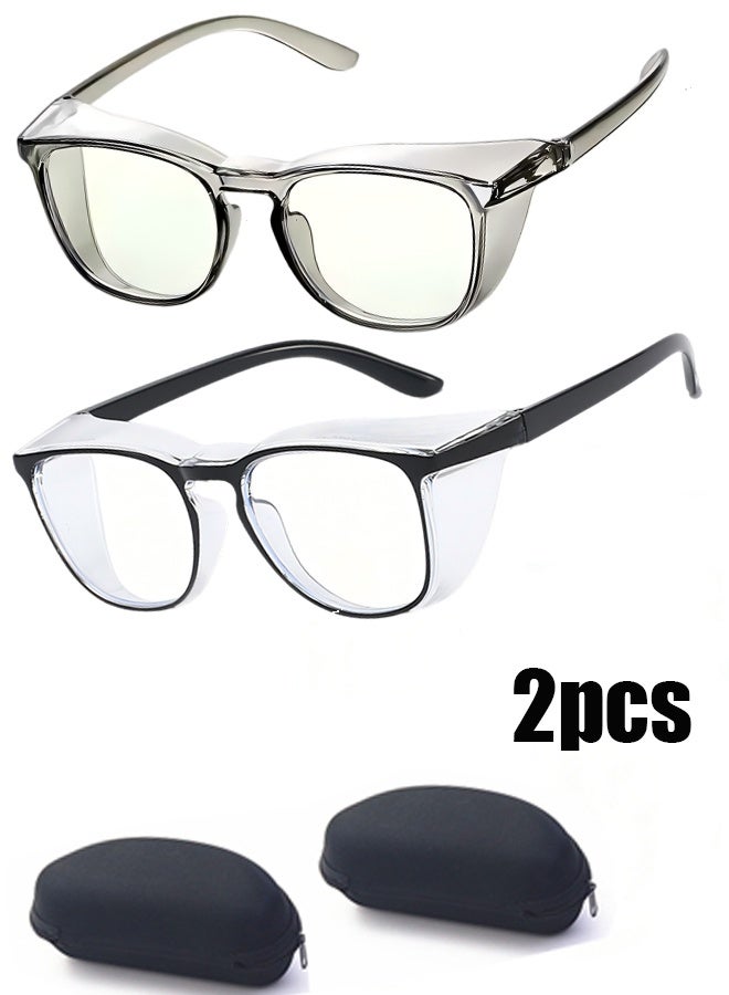 Happy D Safety goggles with side shields, pack of 2, anti-fog, dustproof, scratch-resistant, splash-proof, chemical protection, wrap-around eye protection, suitable for nurses, workers, and architects - Image 1