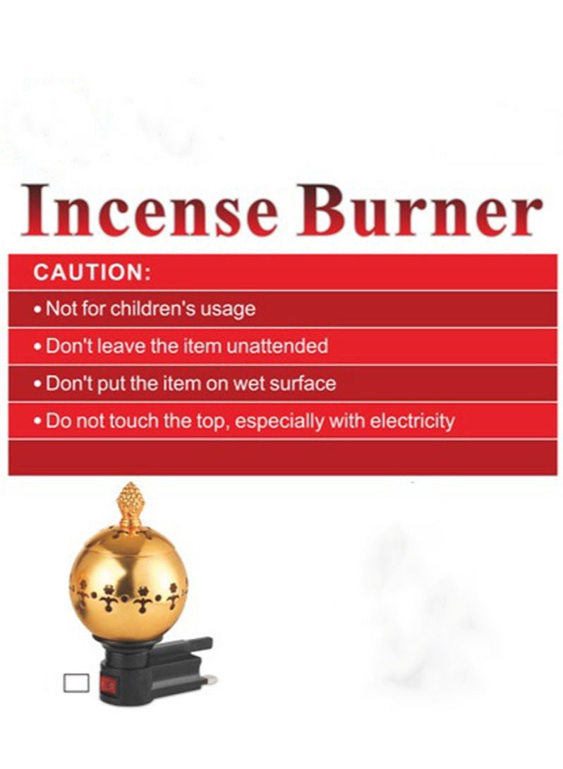 ال سي مبخرة كهربائية جدارية مزودة بمقبس كهربائي، بخور ذهبي، مناسبة للمنزل والمكتب - Image 1