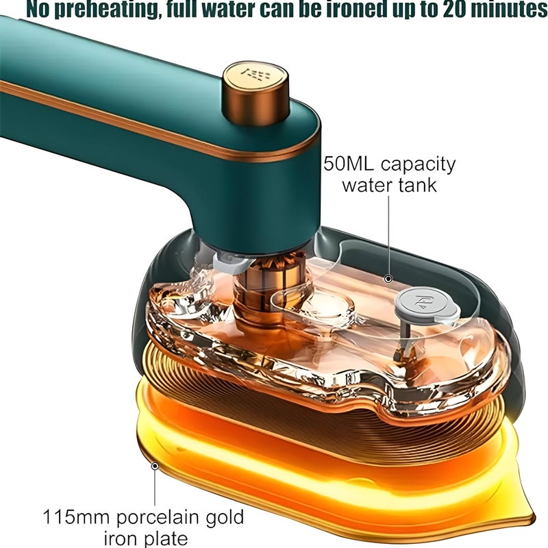 Portable Garment Steamer 50ml Tank 115mm Gold Plate No Preheating Steam Iron Handheld Travel Mini | مكواة بخار محمولة خزان 50 مل صفيحة ذهبية 115 مم بدون تسخين مسبق يدوية للسفر صغيرة - Image 2