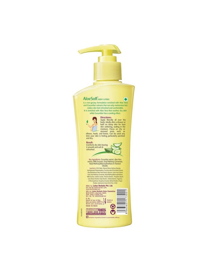 LOTUS HERBALS Aloesoft Daily Body Lotion | Non Greasy | Cools And Refreshes Skin | Spf 20 | For All Skin Types | 250Ml  - Image 2