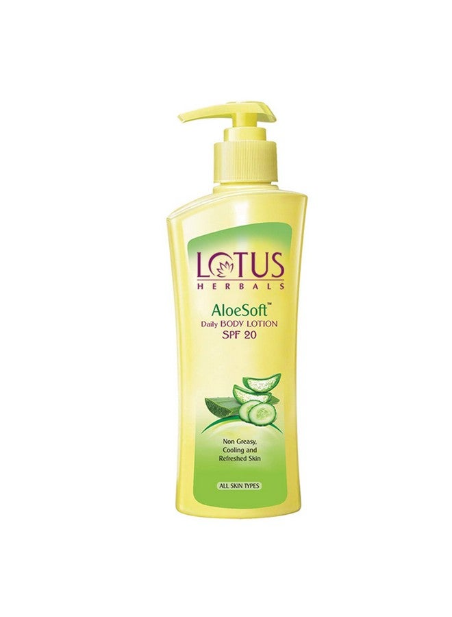 LOTUS HERBALS Aloesoft Daily Body Lotion | Non Greasy | Cools And Refreshes Skin | Spf 20 | For All Skin Types | 250Ml  - Image 1