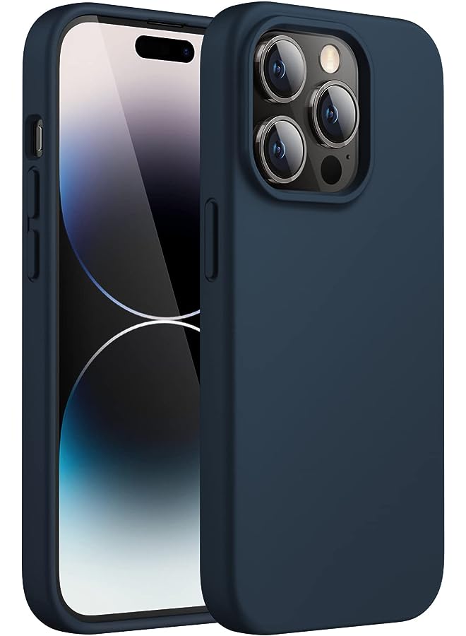 Jetech Silicone Case for iPhone 14 Pro 6.1-Inch (NOT FOR iPhone 14 Pro Max 6.7-Inch), Silky-Soft Touch Full-Body Protective Phone Case, Shockproof Cover with Microfiber Lining (Navy) - Image 1