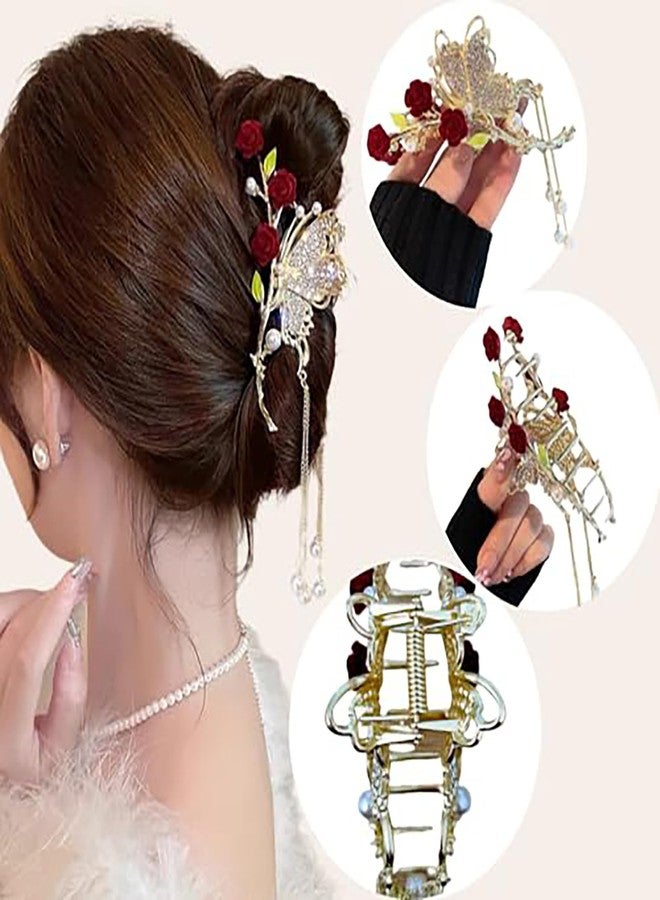 xinxingin 2 Pcs Metal Hair Clips for Women, French Rose Tassel Hair Accessories for Sophisticated Updos and Daily Styles, Two-Piece Set with Secure Hold for Medium to Thick Hair - Image 2