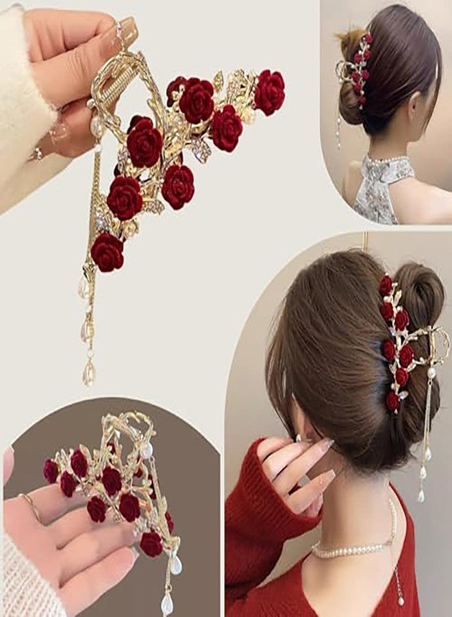xinxingin 2 Pcs Metal Hair Clips for Women, French Rose Tassel Hair Accessories for Sophisticated Updos and Daily Styles, Two-Piece Set with Secure Hold for Medium to Thick Hair - Image 3