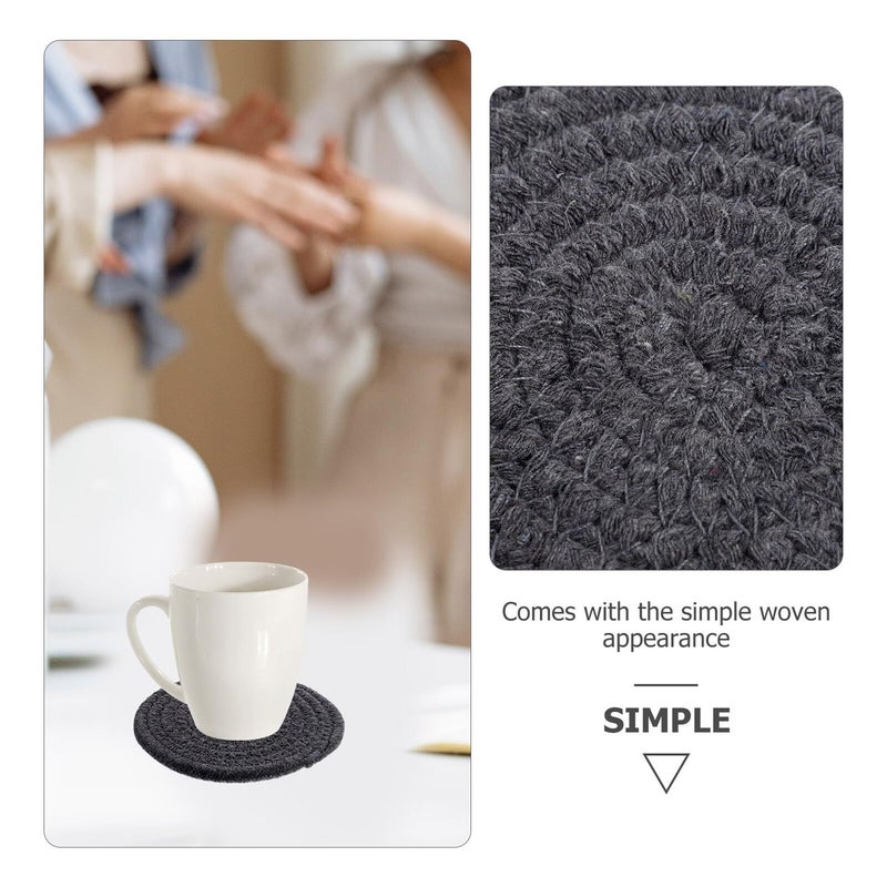 Woven Cotton Round Drink Coasters Heat Insulation 11cm Set Of 6 Multi Color Handcrafted Cup Pads For Home Table Protection - Image 4