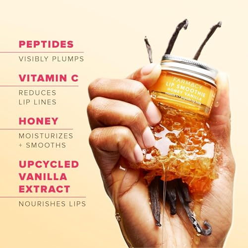 Farmacy Peptide Lip Smoothie - Hydrating Lip Balm with Vitamin C to Visibly Plump & Smooth Lines - Nourishing Treatment with a High-Gloss Finish - Honey Vanilla (10g) - Image 4