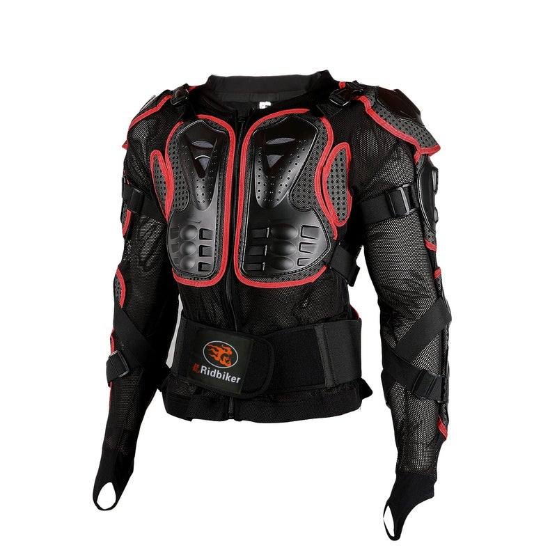 RIDBIKER Motorcycle Full Body Armor Protector Removable Racing Jacket Motocross Spine Chest Motocross Protective Shirt (Red, M)