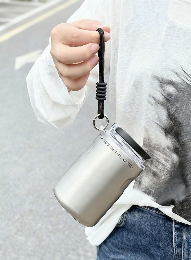 AHAKAC 316 Stainless Steel Coffee Mug - Double-Layer Insulation Cup - Double-Outlet Silicone Straw Water Cup 350ml - Image 4