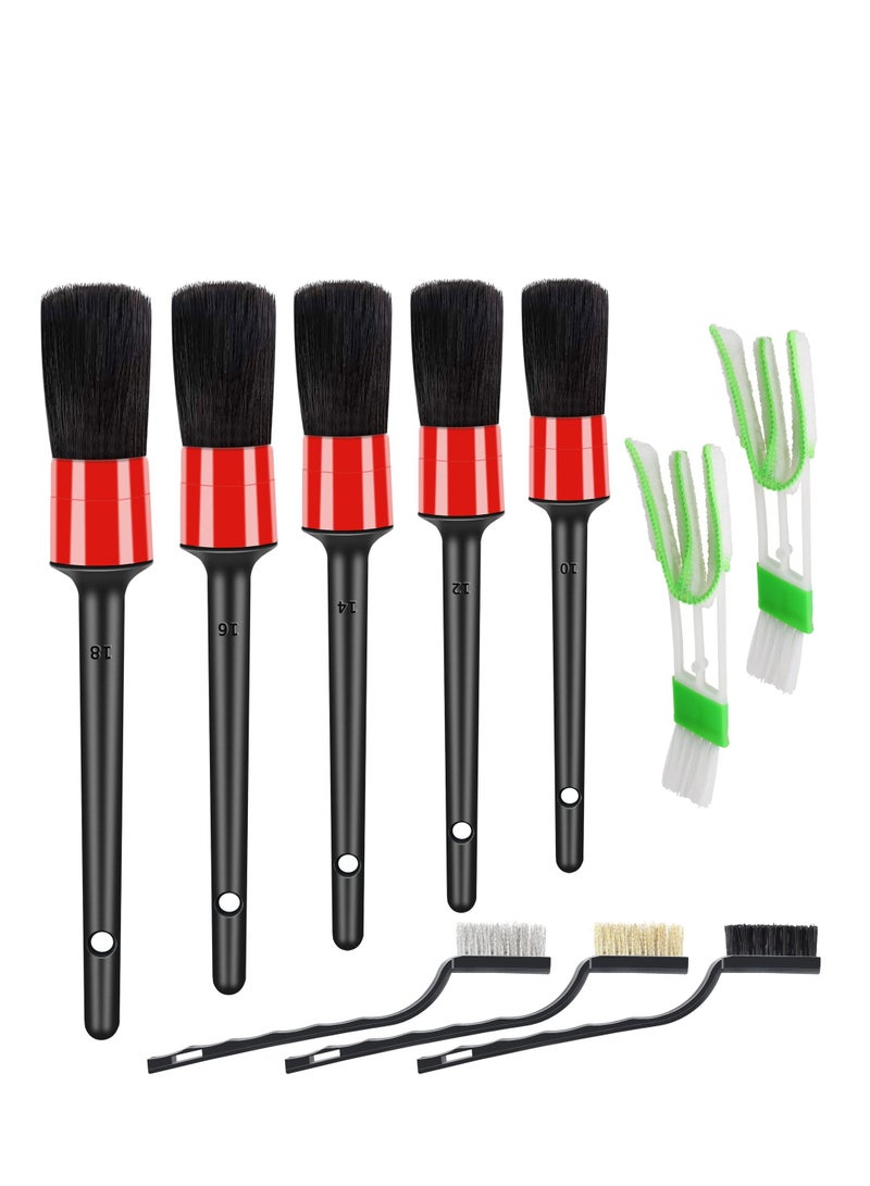 SYOSI Auto Car Detailing Brush Set ,10pcs Car Interior Cleaning Kit Includes 5 Boar Hair Detail Brush,3 Wire Brush, 2 Air Vent Brush for Cleaning Car Interior Exterior, Dashboard Engines Leather Whee  - Image 1