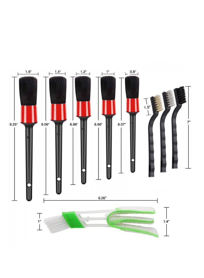 SYOSI Auto Car Detailing Brush Set ,10pcs Car Interior Cleaning Kit Includes 5 Boar Hair Detail Brush,3 Wire Brush, 2 Air Vent Brush for Cleaning Car Interior Exterior, Dashboard Engines Leather Whee  - Image 5