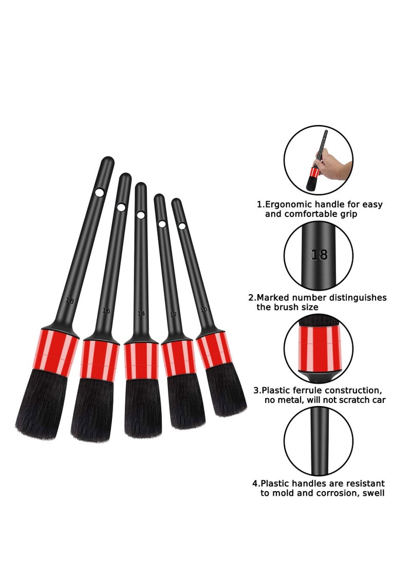 SYOSI Auto Car Detailing Brush Set ,10pcs Car Interior Cleaning Kit Includes 5 Boar Hair Detail Brush,3 Wire Brush, 2 Air Vent Brush for Cleaning Car Interior Exterior, Dashboard Engines Leather Whee  - Image 3