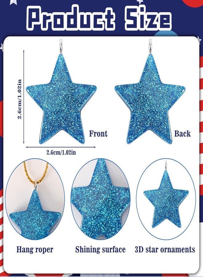 DTOFOOT 36PCS Mini Resin Patriotic Star Ornaments 4th of July Hanging Pendants for Small Tree Glitter Blue Red Star Charms with String for Memorial Day Independence Day 250th Anniversary Party Decor - Image 2