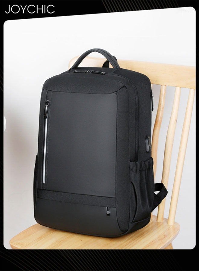Joychic حقيبة ظهر أكسفورد وظيفية للكمبيوتر المحمول مقاس 15.6 بوصة، حقيبة ظهر عملية للسفر في الهواء الطلق، حقيبة مدرسية ذات سعة كبيرة مع منفذ USB للنساء والرجال والعمل باللون الأسود - Image 4
