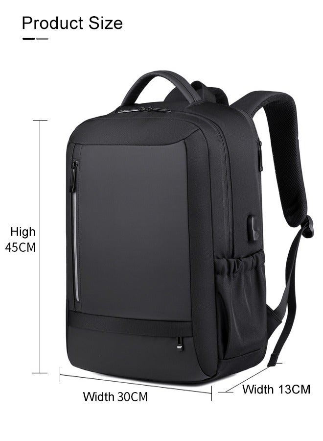 Joychic حقيبة ظهر أكسفورد وظيفية للكمبيوتر المحمول مقاس 15.6 بوصة، حقيبة ظهر عملية للسفر في الهواء الطلق، حقيبة مدرسية ذات سعة كبيرة مع منفذ USB للنساء والرجال والعمل باللون الأسود - Image 5