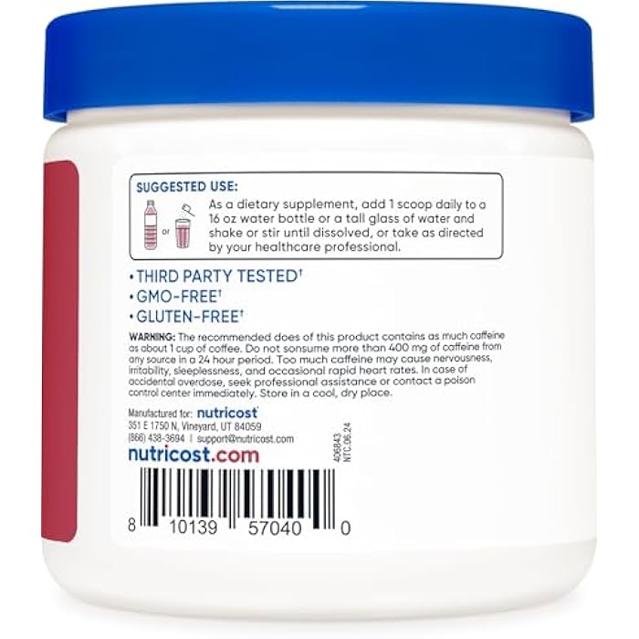 Nutricost Energy Drink Powder (Passionfruit Guava) (60 SERV) - Pre Workout Supplement with Natural Flavors - Non-GMO, Gluten-Free… - Image 4