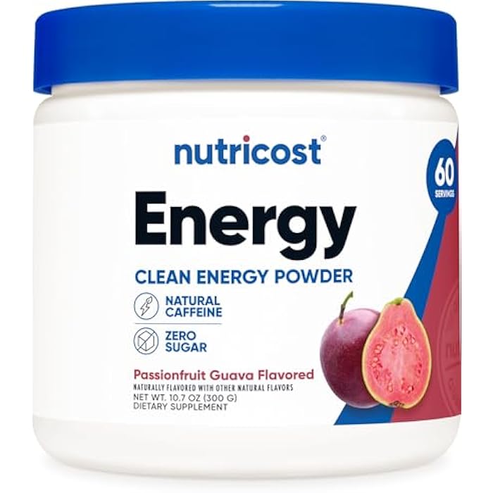 Nutricost Energy Drink Powder (Passionfruit Guava) (60 SERV) - Pre Workout Supplement with Natural Flavors - Non-GMO, Gluten-Free… - Image 1