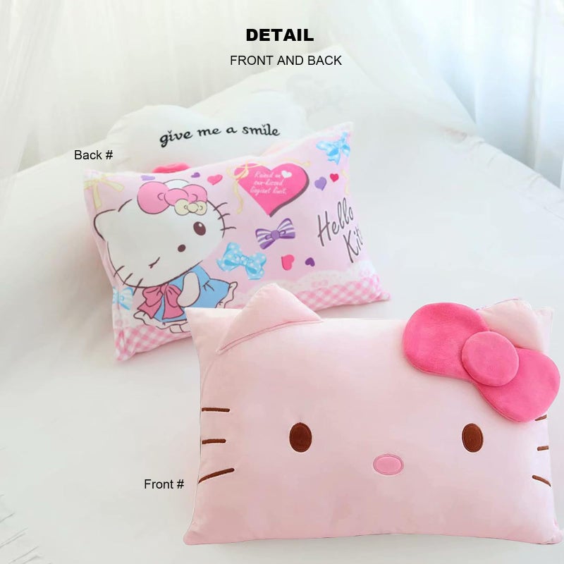 Shuyun Cartoon Cute Pillowcase Anime Double Sided Plush Pillowslip Girl Bedroom Decoration Kawaii Cotton Pillowcase + Cute Hairpin (Red+Red) - Image 4