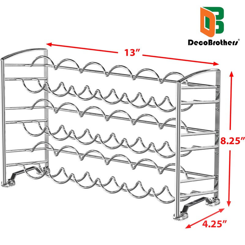 Deco Brothers Spice Rack Stand holder with 18 Bottles and 48 Labels, Chrome - Image 5
