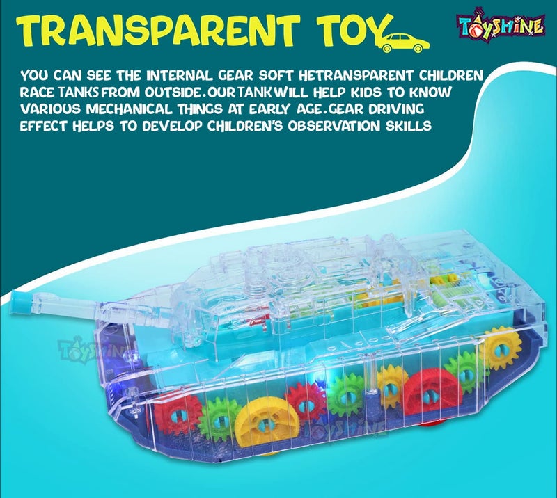 Toyshine Transparent Concept Tank Musical and 3D Lights Kids Vehicle, Toy for 2 to 5 Year Kids Baby Toy, Multicolor - Image 2