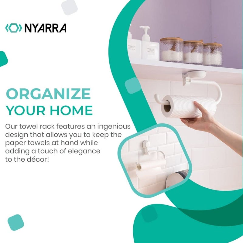 Nyarra Kitchen Towel Holder, Multifunctional Paper Towel Holder with Vacuum Suction, Easy One Push Installation, Napkin Holder for Kitchen, Under Cabinet, Over the Sink, Organizer Rack for Paper Towel Roll, Kitchen Towels [NR-0630] - Image 4