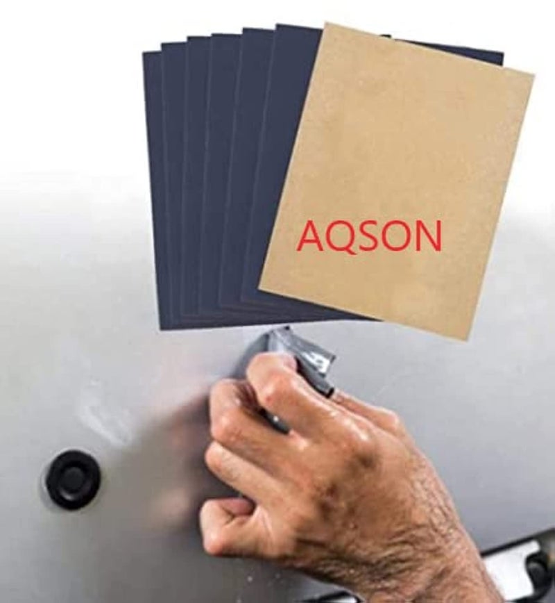 AQ AQSON ورق صنفرة أسود مقاوم للماء AQSON 10 قطع لإنهاء السيارات والأثاث (GRIT150) - Image 1