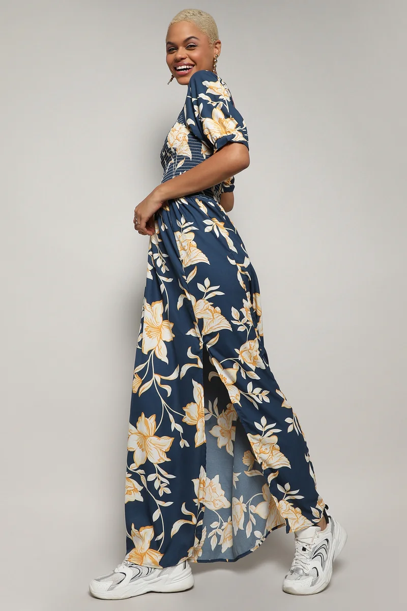 Campus Sutra Floral Slit Maxi Dress