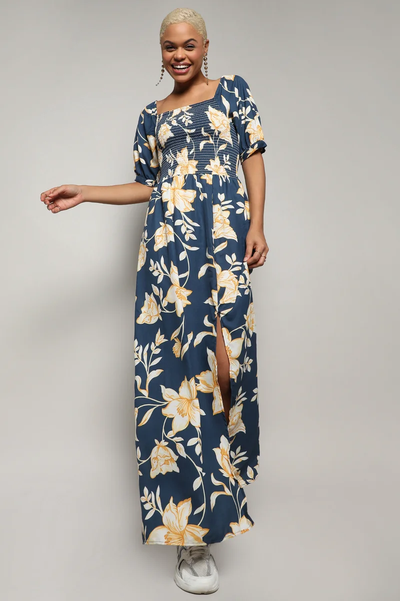Campus Sutra Floral Slit Maxi Dress