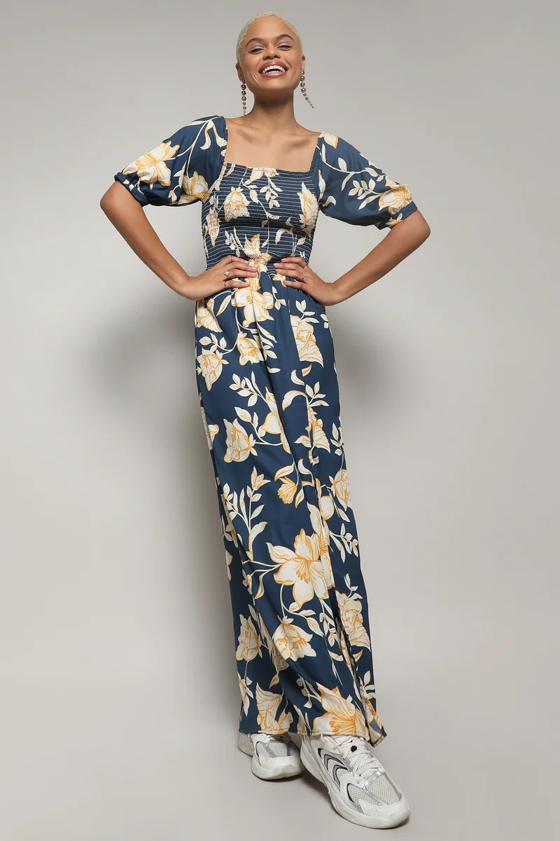 Campus Sutra Floral Slit Maxi Dress