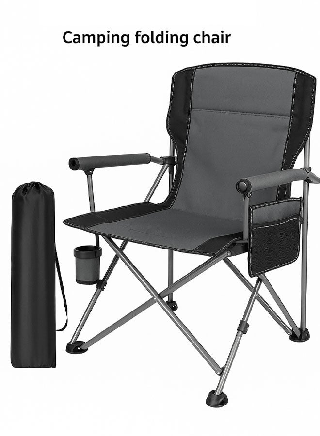 كادي ون كرسي تخييم قابل للطي، كرسي خارجي بمساند للذراع مع حقيبة تخزين جانبية وحامل أكواب، كرسي صيد - Image 1