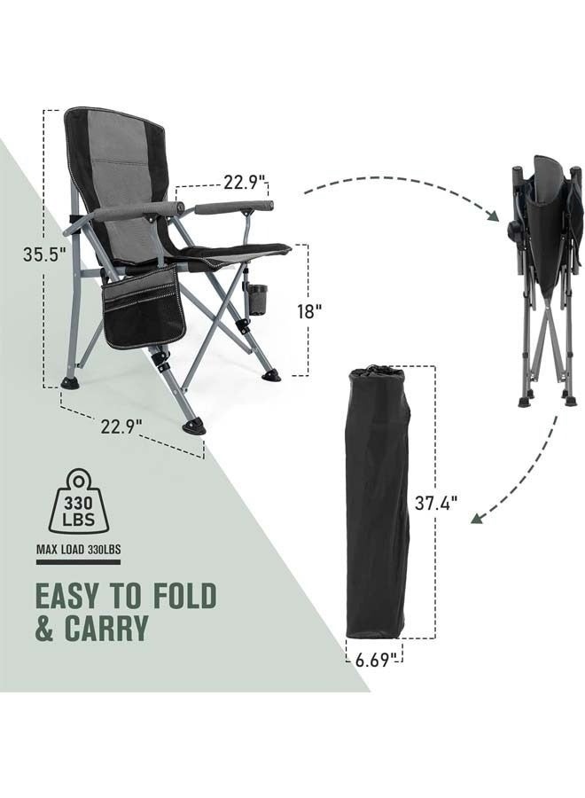 كادي ون كرسي تخييم قابل للطي، كرسي خارجي بمساند للذراع مع حقيبة تخزين جانبية وحامل أكواب، كرسي صيد - Image 5