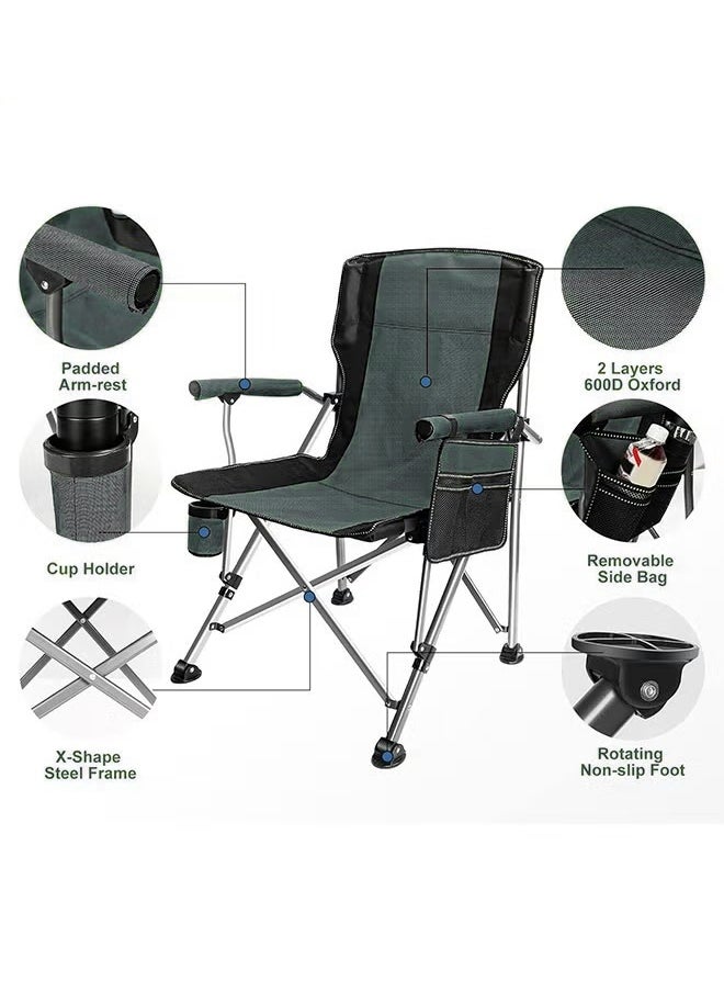 Cady One Folding chair for camping and trekking with a side storage pocket and a cup holder with a padded armrest  - Image 1