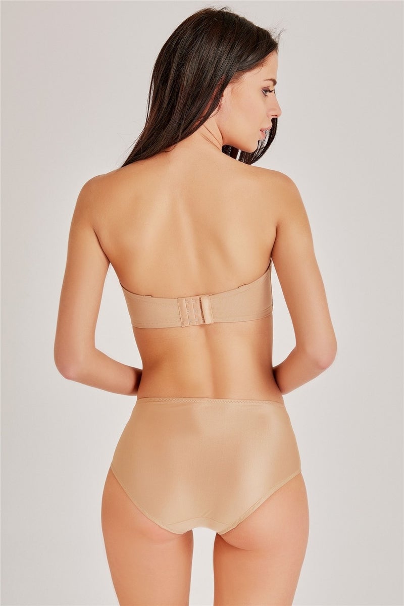 Magic Form 7038 Plain Fabric Plus Size Thin Sponge Strapless Bra - Dark Skin  - Image 2