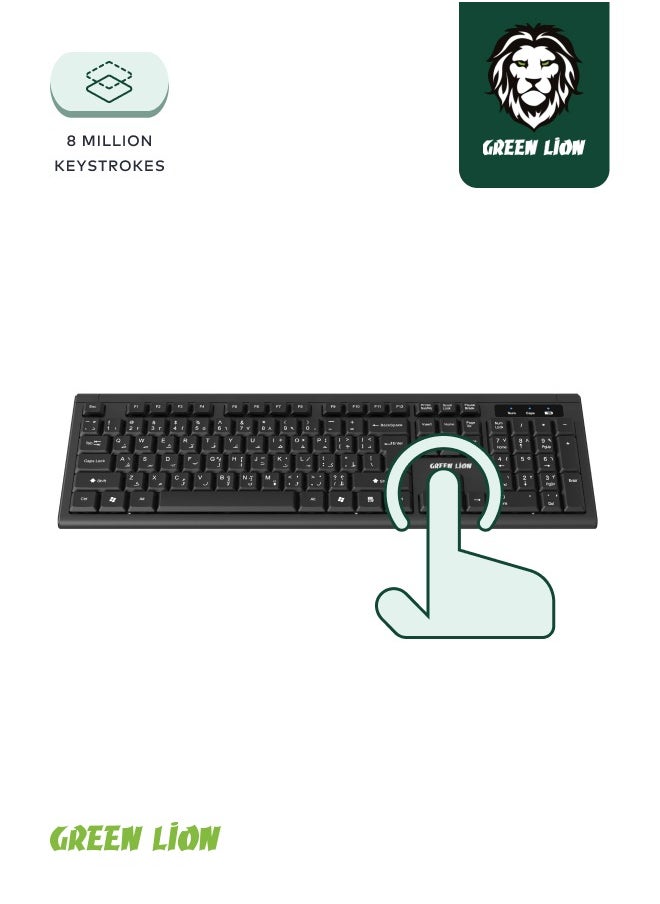 Wireless Keyboard and Mouse Combo / Slim Design / Automatic Sleep Mode / 10 Meters Wireless Range / 2.4GHz Mini USB Connection / Windows/Mac/Android/Office/Home/Laptop/Personal Computer - Black