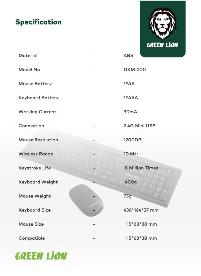 Wireless Keyboard and Mouse Combo / Slim Design / Automatic Sleep Mode / 10 Meters Wireless Range / 2.4GHz Mini USB Connection / Windows/Mac/Android/Office/Home/Laptop/Personal Computer - Black